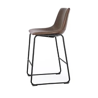 TABOURET LANDON avec cuir PU et structure en acier thermolaqué noir mat ENSEMBLE DE 4