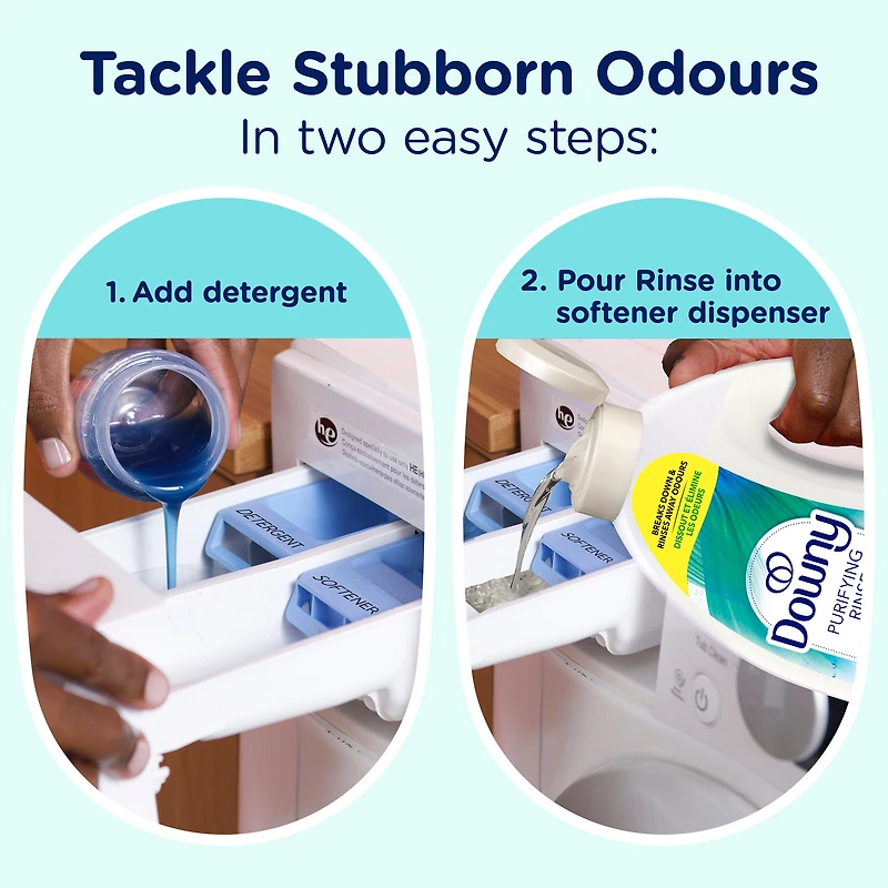 Downy Purifying Rinse Laundry Odour Remover, Cool Cotton Scent, Fabric Softener and Laundry Odour Removal Rinse, Fights Odours at the source, HE Compatible