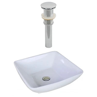 in. W Above Counter White Bathroom Vessel Sink Set For Deck Mount Drilling AI