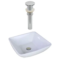 in. W Above Counter White Bathroom Vessel Sink Set For Deck Mount Drilling AI
