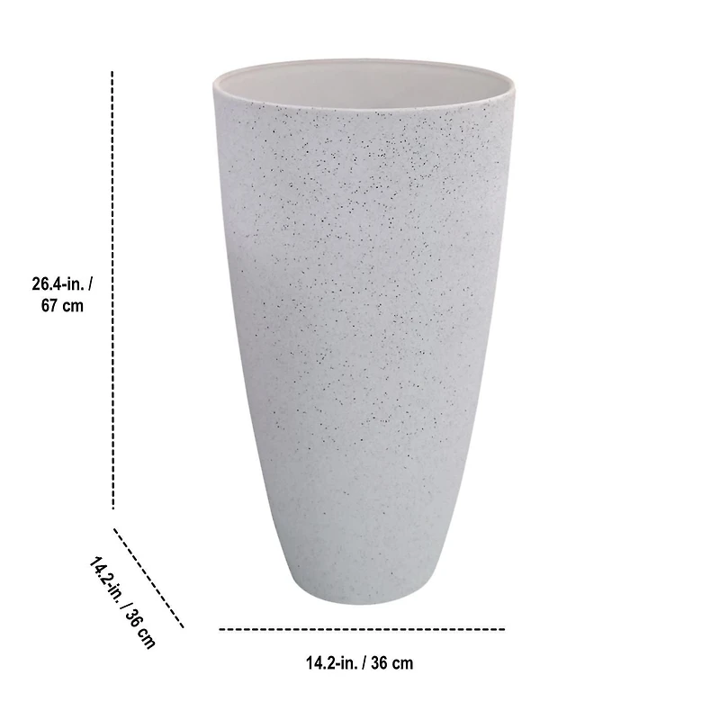 Angelo Décor MenzoMix 26-inch tall, 14-inch Diameter Adora Planter, Set of 2 (White Terrazzo)