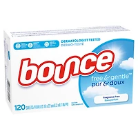 Bounce Free & Gentle Dryer Sheets, Unscented, 120CT
