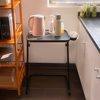 Homy Casa Portable Folding Utility Cart with Black Matte Surface and Fixed Cup Slot