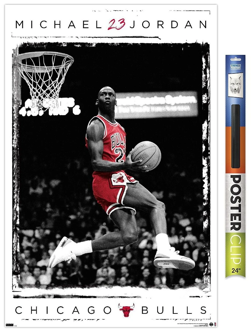 Michael Jordan - Dunk Wall Poster, 14.725" x 22.375" Framed