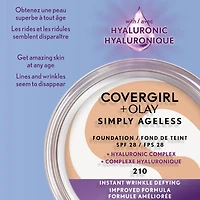 COVERGIRL Fond de teint Simply Ageless Instant Wrinkle Defying avec complexe hyaluronique, vitamine C et niacinamide - SPF 28, 100% sans cruauté