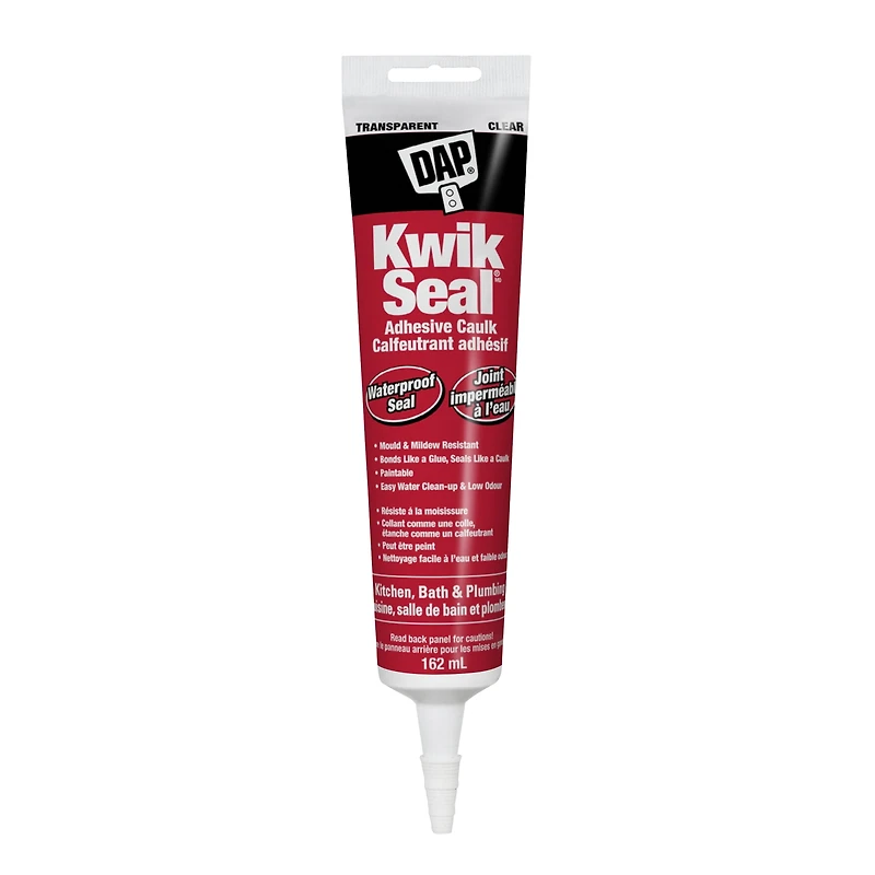 DAP Kwik Seal Calfeutrant Adhesif Cuisine et Salle de Bain, 162ml, Transparent.