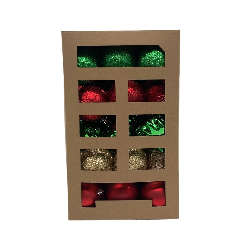 Décorations incassables Holiday Time (45 unités, rouge/or/vert) Mesure 2,76 po de diamètre