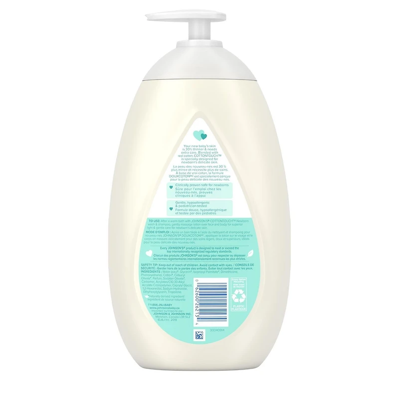 Johnson's Baby Lotion for Newborns, CottonTouch Cream, 800 mL
