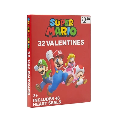 Cartes Super Mario Valentine, compte 32, cartes d'échange de classe
