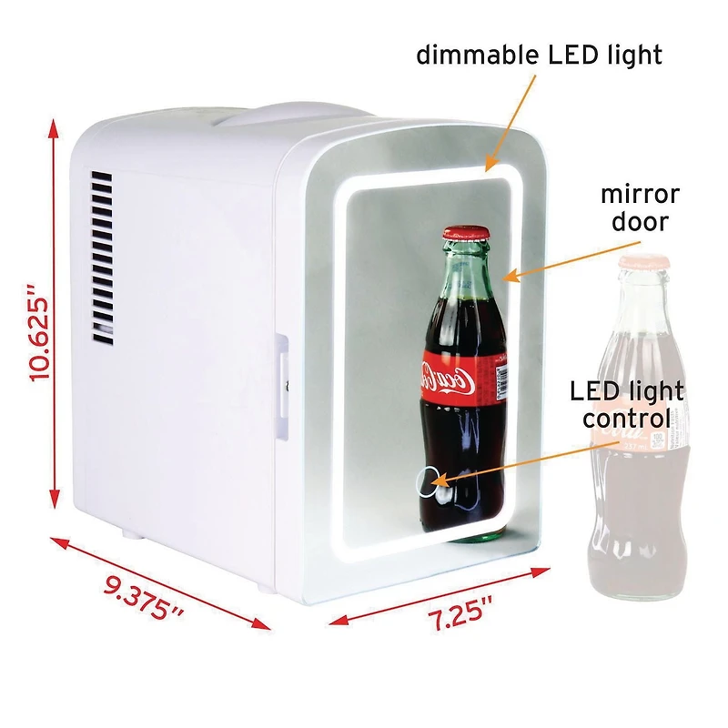 Koolatron Refroidisseur/Frigo LED Miroir, 4L (4,2 Quarts) pour Cosmétiques, Boissons, Nourriture ou Médicaments