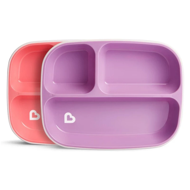 2 Divided Plates with Non-Slip Base Splash™ de Munchkin®, violet/rose