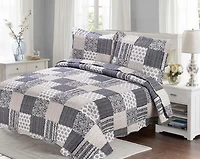 Marina Decoration Rich Printed Embossed Pinsonic Coverlet Bedspread Ultra Soft Bedding Summer Quilt Set with Shams, Navy Blue Plaid Pattern