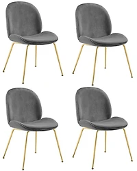 Take Me Home Green Velvet Dining Chair – Set of 4 with Plush Thick Seats, Luxurious Velvet Upholstery, and Shiny Gold Legs for Elegant Dining Spaces