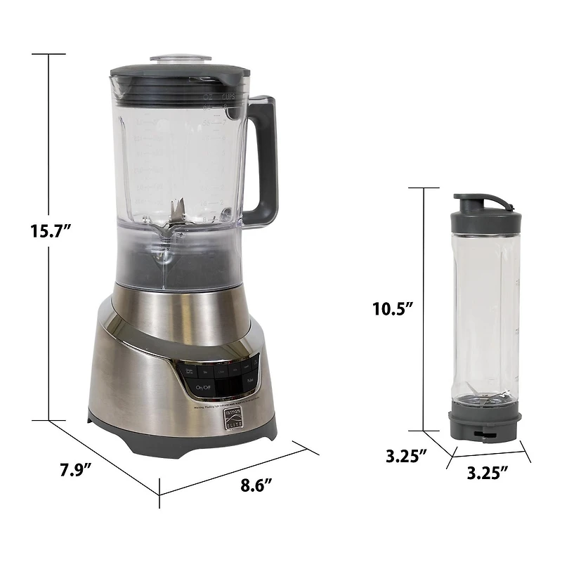 Kenmore Elite 5-Speed Countertop Blender with Travel Cup, Smoothies, Soups & Sauces, Stainless Steel Design