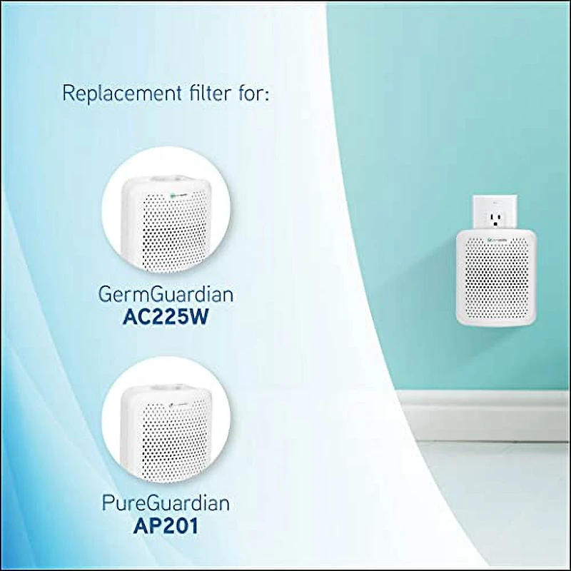 Lot de 4 filtres à allergènes de rechange d’origine GermGuardian FLT200, pour les purificateurs d'air enfichables AC225W et AP201W
