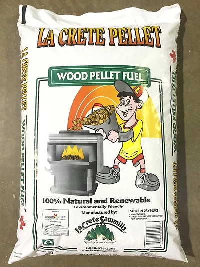 Granules de combustible de chauffage au bois résineux, sac de Grand, La Crète. Granulés de combustible de chauffage.