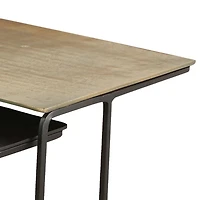 Industrial Chic Cast Aluminum 3Pc Accent Table Set - Antique Gold & Black