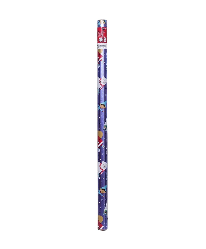 Holiday Time Christmas Gift Wrapping Foil Paper Roll, Santa with Characters