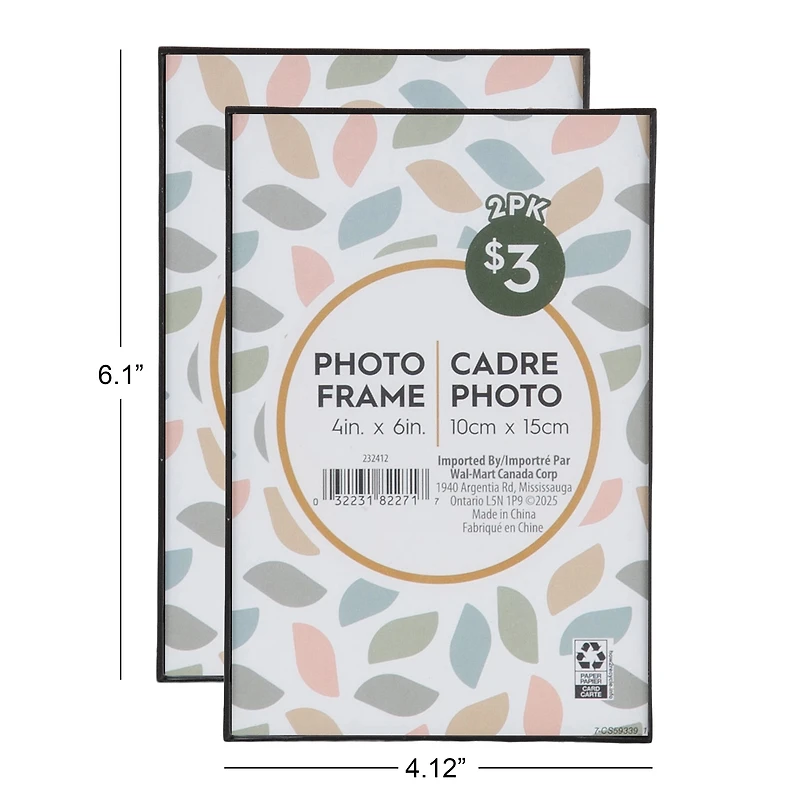 Slimline 4x6 2pk Black Tabletop Picture Frame Set