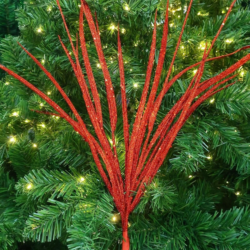 Holiday Time Red Glitter Branch Pick