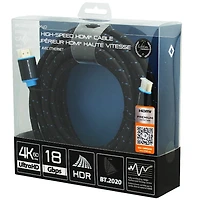 Câble HDMI 4K tressé BlueDiamond - Ultra HD, 18Gbps, HDR dynamique, HDMI 2.0, 4K@60Hz, mâle à mâle - Noir et bleu