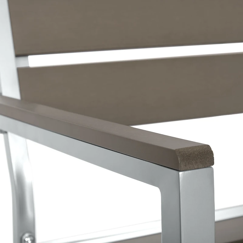 Ensemble de salle à manger de patio CorLiving Gallant 3 pièces en aluminium argenté et polybois taupe avec table carrée