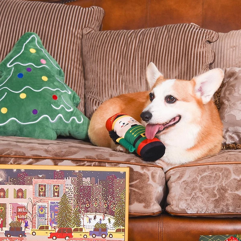 Hugsmart Nutcracker Plush Dog Toy - Fuzzy, Squeaky, for Small & Medium Dogs
