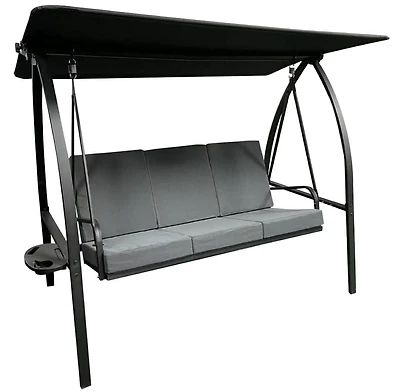 Deluxe three-seater swing with cushions and sides table