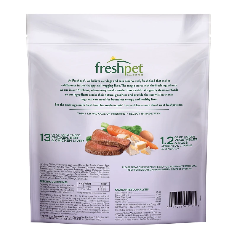 FRESHPET SELECT PLATS GRILLES RECETTE AU POULET ET BOEUF TENDRES POUR CHATS 454g