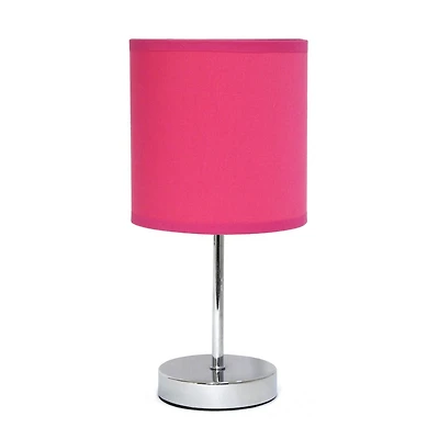Simple Designs Chrome Mini Basic Table Lamp with Fabric Shade