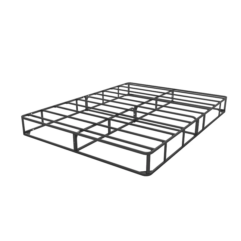 CorLiving Ready-to-Assemble Black and White Fabric Covered Queen Metal Frame Standard Box Spring