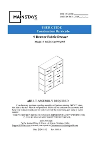 Mainstays 9 Drawer Fabric Dresser, Grey