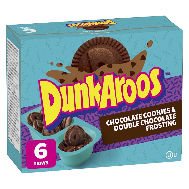 Dunkaroos Biscuits À la Vanille avec Glaçage au Chocolat, Collation pour Enfants, 28 g, 6 Plateaux 168g