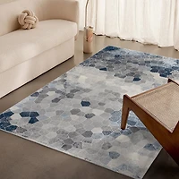 Rug Branch Havana 2' x 7' (Exact Size: 2'3" x 7') Geometric Indoor Runner Rug, Grey Beige, Contemporary - Entryway, Hallway, Bathroom, and Kitchen