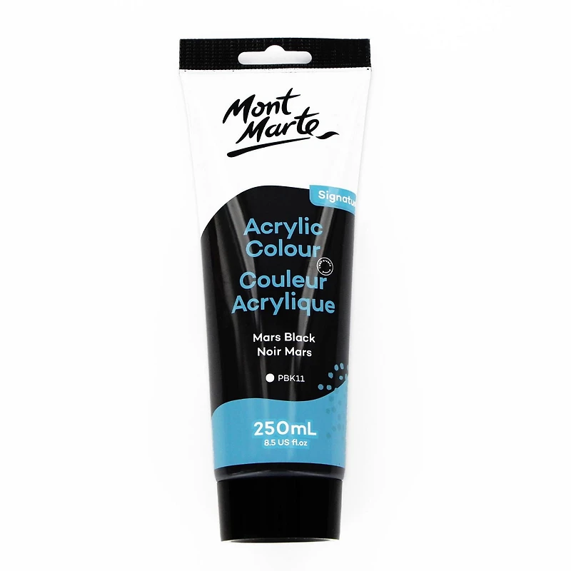 MONT MARTE Tube de couleur de peinture acrylique de 250 ml (8,45 oz), Noir Mars