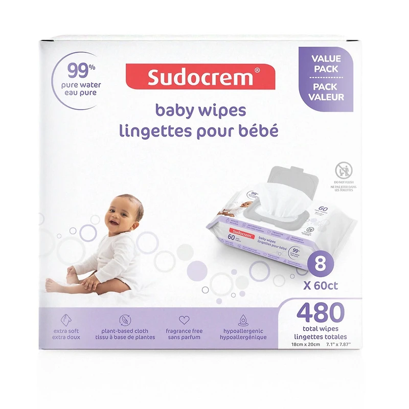 Sudocrem® Pure Water Wipes - 480ct, 99% pure water formula