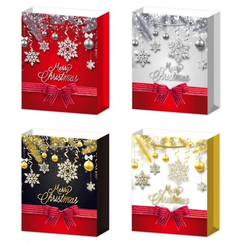 Christmas Gift Bags (Snowflake Merry Christmas) (Asstd) (Xlarge) - Set of 12