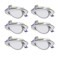 Nadair, lumières ultra minces encastrées Pivotant DEL de 4 po, ensemble de 6, Pour plafonds isolés et non isolés, Intensité réglable, 9W = 50W, 550 lumens, 4000 K (blanc Froid), grande boîte de joncti
