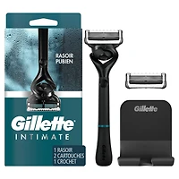 Rasoir pour poils pubiens pour hommes Gillette Intimate, rasoir pour poils pubiens et rasage corporel pour homme, doux et facile à utiliser, conçu pour les poils pubiens, 1manche de rasoir, 2cartouche 1CT