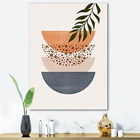 Designart Soleil géométrique abstrait et lune avec feuille III Art mural sur toile