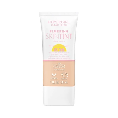 Fond de teint liquide Clean Fresh Blurring Skin Tint, Fini mat doux, Lisse, Illumine, Estompe les pores, Écran solaire minéral, Formule végétalienne