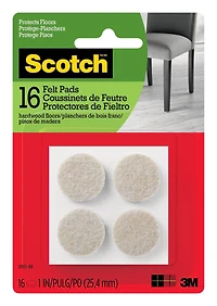 Scotch® Round Felt Pads, SP801-NA, beige, 1 in (2.54 cm), 16 per pack