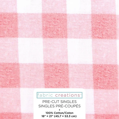 Fabric Creations Pink and White Gingham Fat Quarter Pre-Cut Fabric - 18" x 21" / 45cm x 53cm