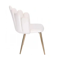 CHAISE DE SALLE À MANGER CLOE EN LIN BLANC ET PIEDS EN MÉTAL DORÉ