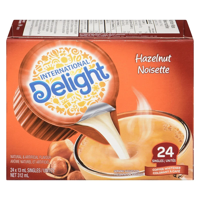 International Delight colorant à café, Noisette, Portion Individuelle, 24 portions