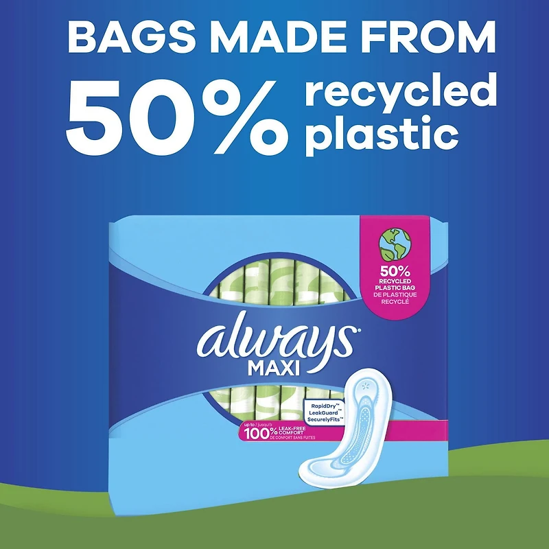 Serviettes Always Maxi, longues, degré d’absorption super, sans ailes, pour femmes, taille 2, non parfumées