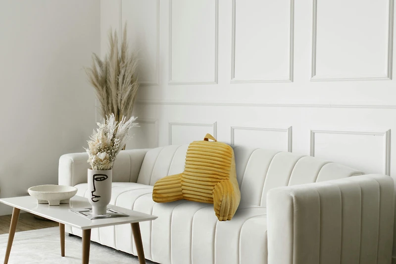 hometrends Yellow Fur Bedrest, HOME TRENDS PL HT YLW FUR BEDREST