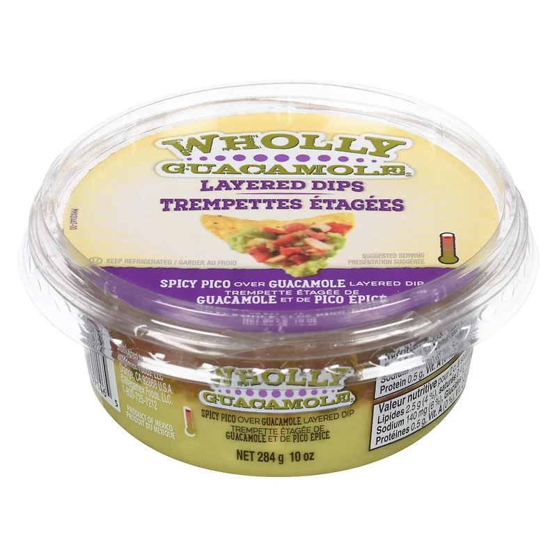 Wholly Guacamole Pico épicé sur trempette au guacamole Guacamole pico épicé 284g