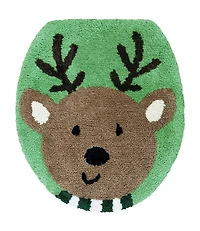 Holiday Time - Reindeer 2-Piece Polyester Holiday Bath Rug Set w/ Contour Rug & Toilet Cover