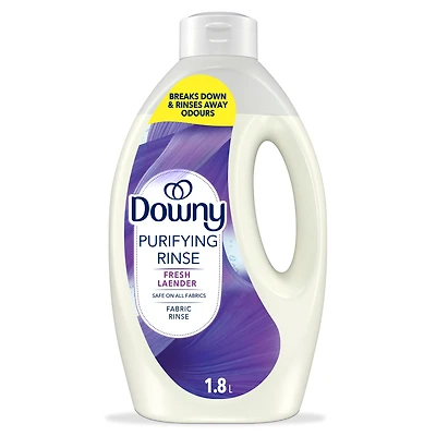 Agent de rinçage purifiant éliminateur d’odeurs pour lessive Downy, parfum Lavande fraîche, assouplissant textile et agent de rinçage éliminateur d’odeurs 1.8 L